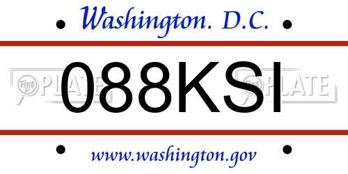 088KSI District Of Columbia License Plate