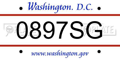 0897SG District Of Columbia License Plate