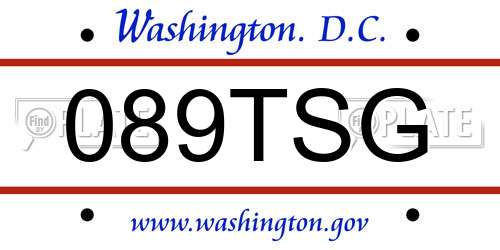 089TSG District Of Columbia License Plate