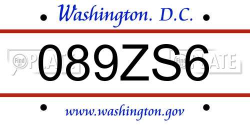 089ZS6 District Of Columbia License Plate