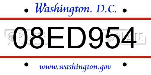 08ED954 District Of Columbia License Plate