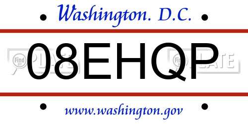 08EHQP District Of Columbia License Plate