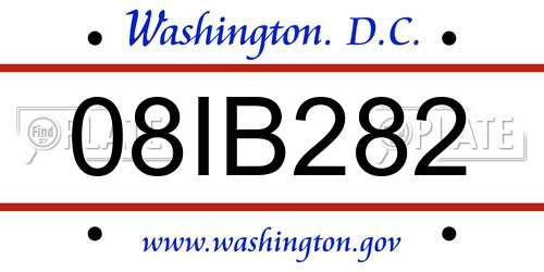 08IB282 District Of Columbia License Plate