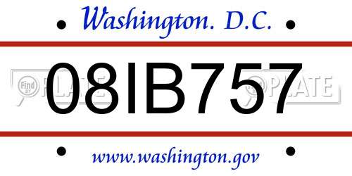 08IB757 District Of Columbia License Plate