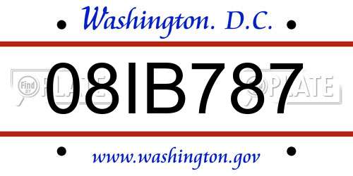 08IB787 District Of Columbia License Plate