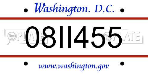 08II455 District Of Columbia License Plate