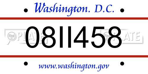 08II458 District Of Columbia License Plate