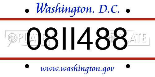 08II488 District Of Columbia License Plate