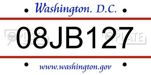 08JB127 District Of Columbia License Plate