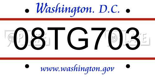 08TG703 District Of Columbia License Plate