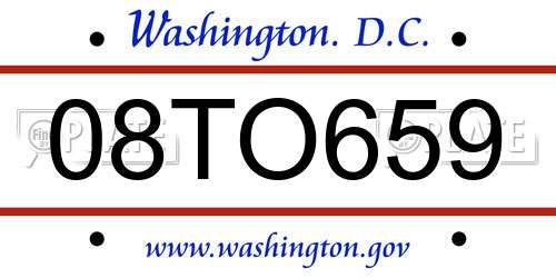 08TO659 District Of Columbia License Plate