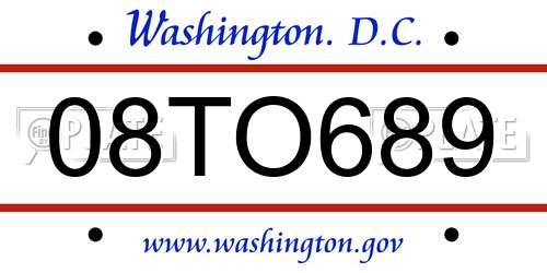 08TO689 District Of Columbia License Plate