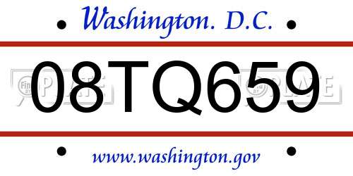 08TQ659 District Of Columbia License Plate