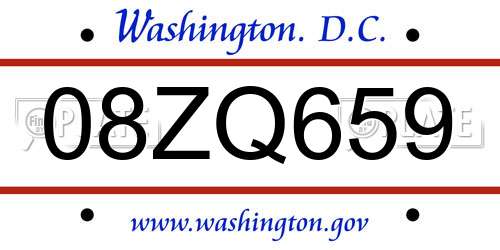 08ZQ659 District Of Columbia License Plate