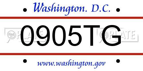 0905TG District Of Columbia License Plate