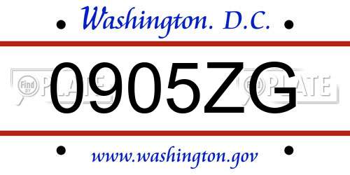 0905ZG District Of Columbia License Plate