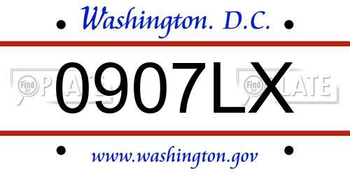0907LX District Of Columbia License Plate