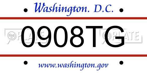 0908TG District Of Columbia License Plate