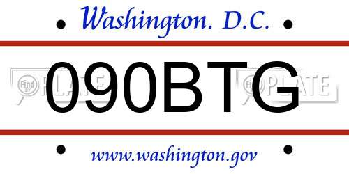 090BTG District Of Columbia License Plate