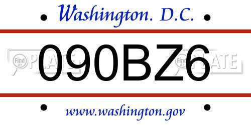 090BZ6 District Of Columbia License Plate