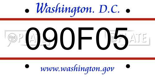 090F05 District Of Columbia License Plate