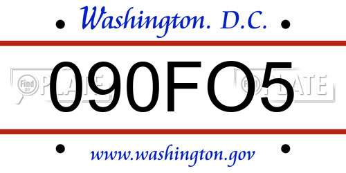 090FO5 District Of Columbia License Plate