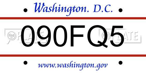 090FQ5 District Of Columbia License Plate