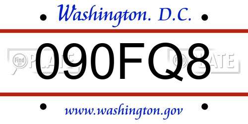 090FQ8 District Of Columbia License Plate