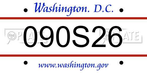 090S26 District Of Columbia License Plate