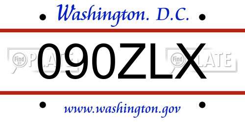 090ZLX District Of Columbia License Plate