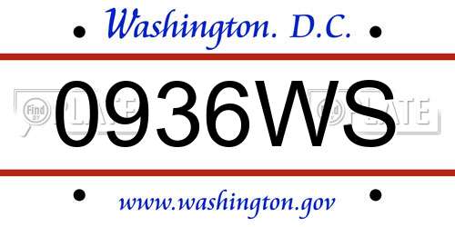0936WS District Of Columbia License Plate