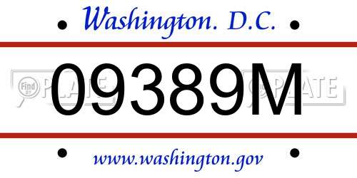 09389M District Of Columbia License Plate