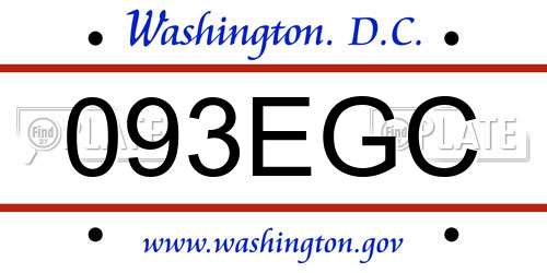 093EGC District Of Columbia License Plate
