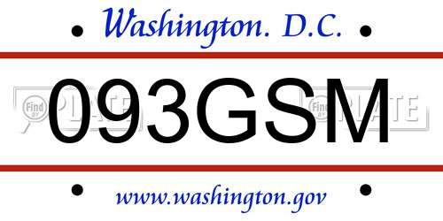 093GSM District Of Columbia License Plate