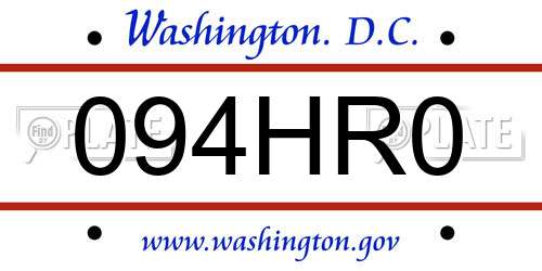 094HR0 District Of Columbia License Plate