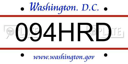 094HRD District Of Columbia License Plate