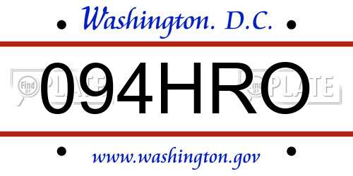 094HRO District Of Columbia License Plate
