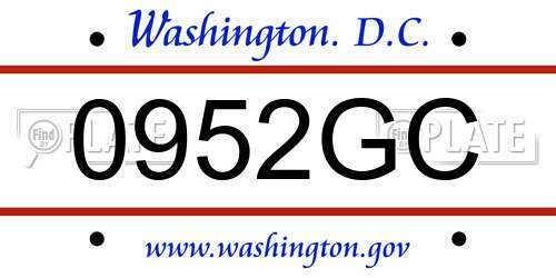 0952GC District Of Columbia License Plate