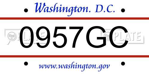 0957GC District Of Columbia License Plate