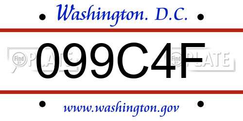 099C4F District Of Columbia License Plate