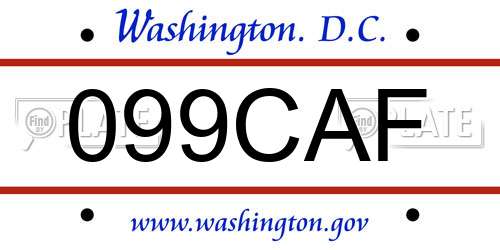 099CAF District Of Columbia License Plate