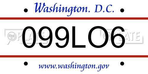 099LO6 District Of Columbia License Plate