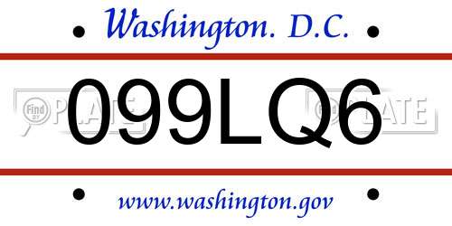 099LQ6 District Of Columbia License Plate