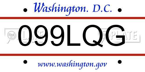 099LQG District Of Columbia License Plate