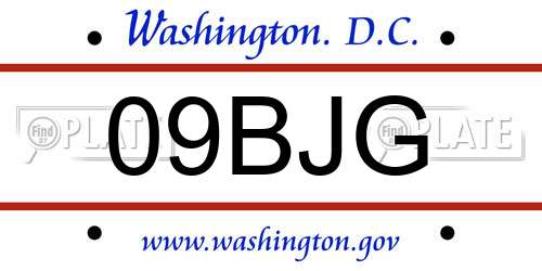 09BJG District Of Columbia License Plate