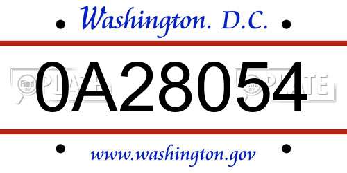 0A28054 District Of Columbia License Plate