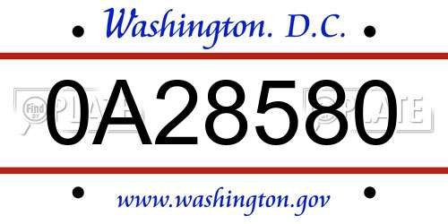 0A28580 District Of Columbia License Plate