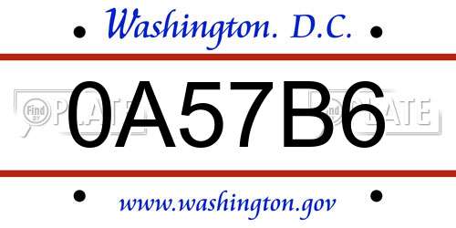 0A57B6 District Of Columbia License Plate