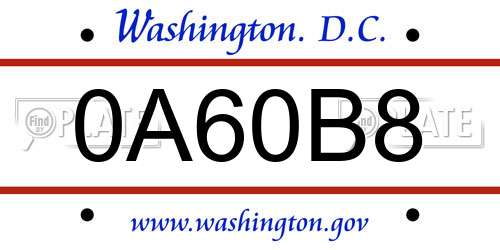 0A60B8 District Of Columbia License Plate
