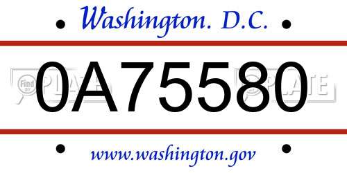 0A75580 District Of Columbia License Plate